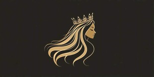 金色长发戴皇冠的女性侧影