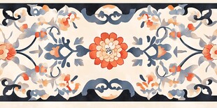 中式花卉纹案精美装饰画