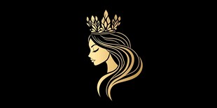 皇冠长发女性优雅侧影