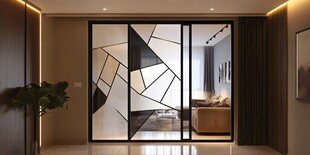时尚几何玻璃隔断门设计