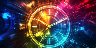 炫彩动感时钟科技背景图