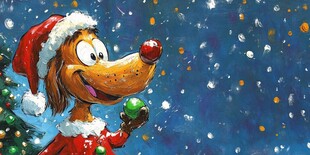 圣诞狗狗欢乐迎佳节