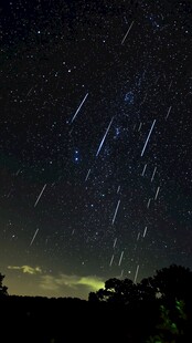 夜空中的绚烂流星轨迹