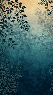 复古蓝绿渐变植物背景图