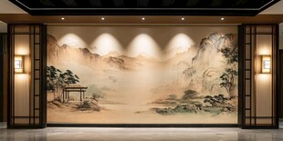 中式山水壁画室内装饰景