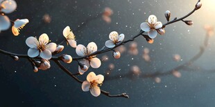 春日绽放的唯美杏花枝头