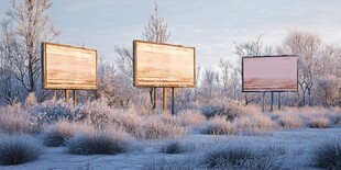 雪地中的空旷广告牌