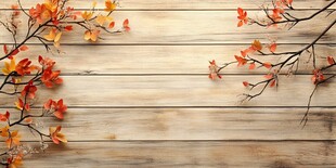 秋日枫枝衬古朴木纹