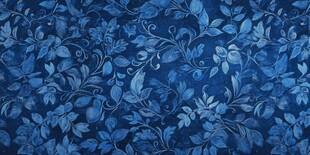 蓝色叶蔓花纹背景图案