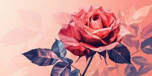 立体折纸风红玫瑰插画