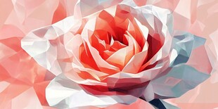 低多边形风格的艳丽玫瑰