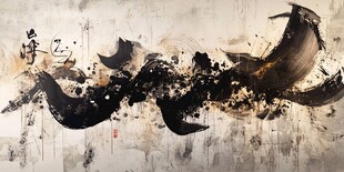 水墨写意笔触抽象艺术画