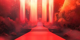 梦幻红色星光庆典之路