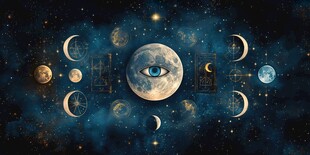 神秘月相占星星空奇幻图