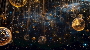 梦幻宇宙悬浮金色球体