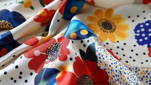 多彩花卉图案时尚印花布料