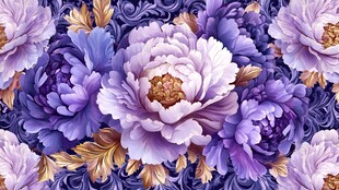 紫色牡丹花卉华丽图案