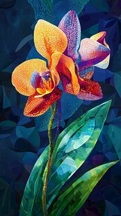 梦幻绚丽的多彩兰花绽放