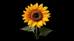 单朵向日葵绽放于黑背景