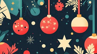 圣诞装饰元素的缤纷插画