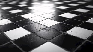 黑白方格地板特写