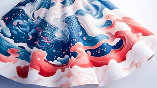 国风瑞兽海浪图案裙摆