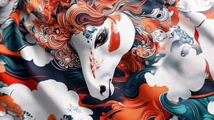 梦幻骏马印花布料