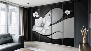 现代风客厅黑白花卉背景墙