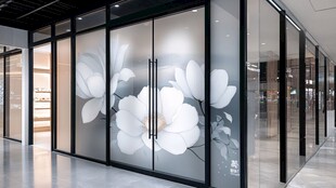 艺术花卉玻璃隔断办公空间