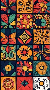 多彩几何花卉图案设计