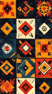 民族风几何图案拼贴艺术