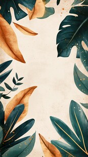 热带植物水彩风装饰图案