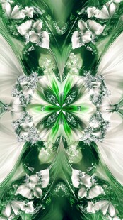 梦幻绿白分形花卉图案