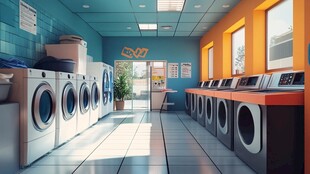 现代自助洗衣房内部场景