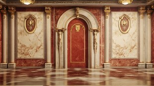 欧式奢华宫殿内的华丽大门