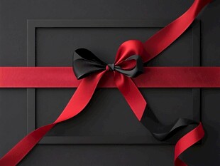 黑底红黑丝带蝴蝶结装饰