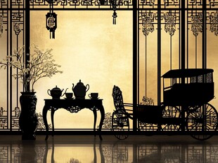 中式古韵室内场景与黄包车