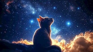 猫咪仰望璀璨星空