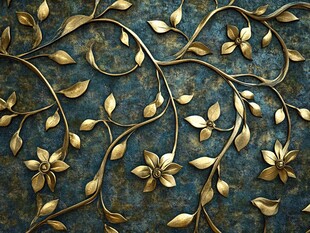金属藤蔓花纹复古背景图