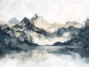 水墨山水间 静谧湖光山色