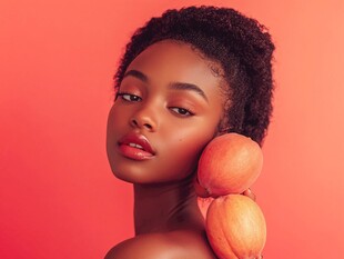 黑人女性与鲜艳水果的魅力