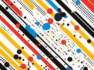 多彩线条圆点抽象图案背景