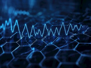 科技感数据波形与蜂窝背景