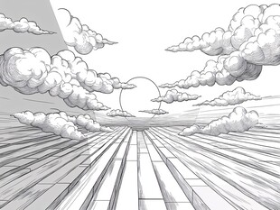 天空下的广袤大地与云朵