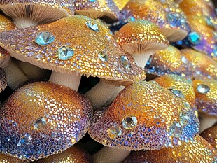 梦幻宝石装饰蘑菇特写