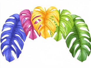 五彩龟背叶 清新自然风