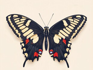 优雅黑纹蝴蝶特写