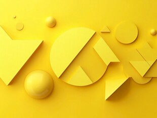 黄色立体几何图形创意背景