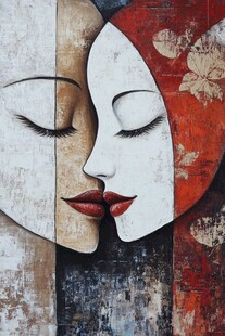 抽象双脸艺术画作