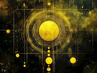 金色神秘几何宇宙图案